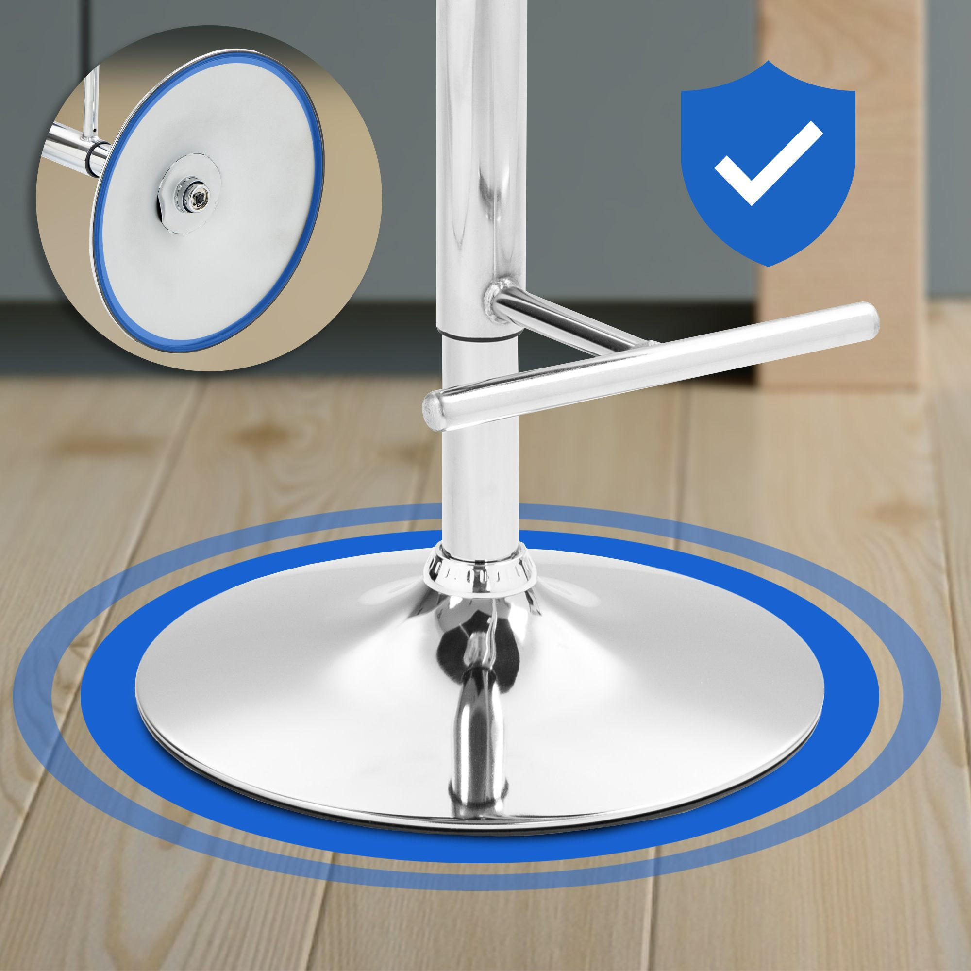 BARHOCKER 2er-Set TURIN Dunkelgrau Stoff Chrom - Dunkelgrau, Textil/Metall (42/94/56cm) - DELUKE