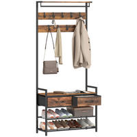 GARDEROBENSTÄNDER DE-09936 Rustikal Braun - Braun, Holzwerkstoff/Metall (30/181.5/80cm) - ComfortXL