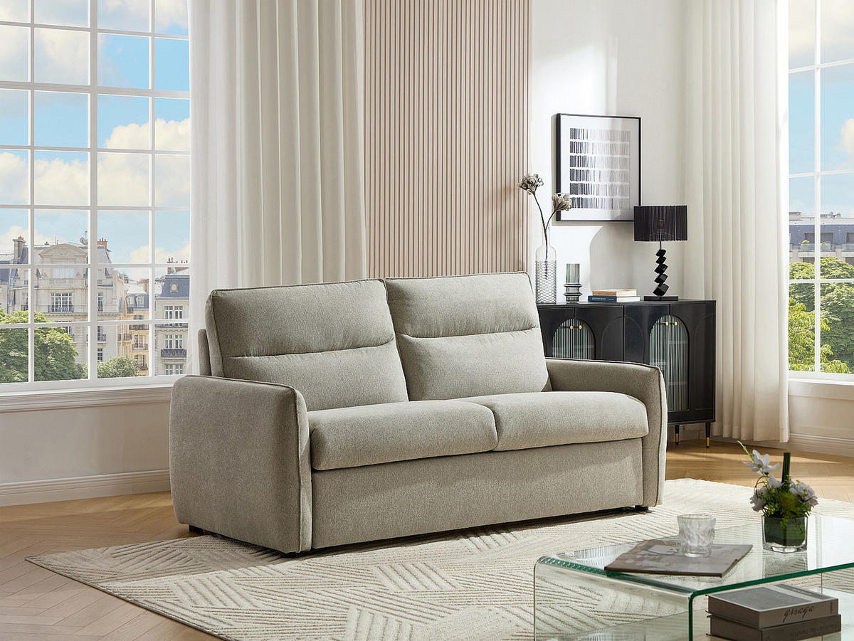 3‑SITZER Schlafsofa - Express-Schlaffunktion - Stoff - Grau - ORELIS - Grau, Textil (195/101/210cm) - Vente-Unique