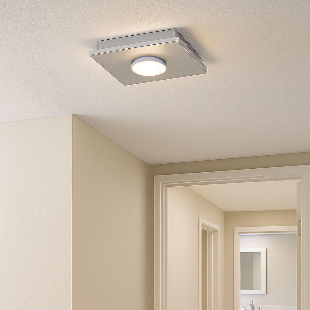 LED DECKENLEUCHTE Metall Silber - Silberfarben, Metall (17/17/4cm)