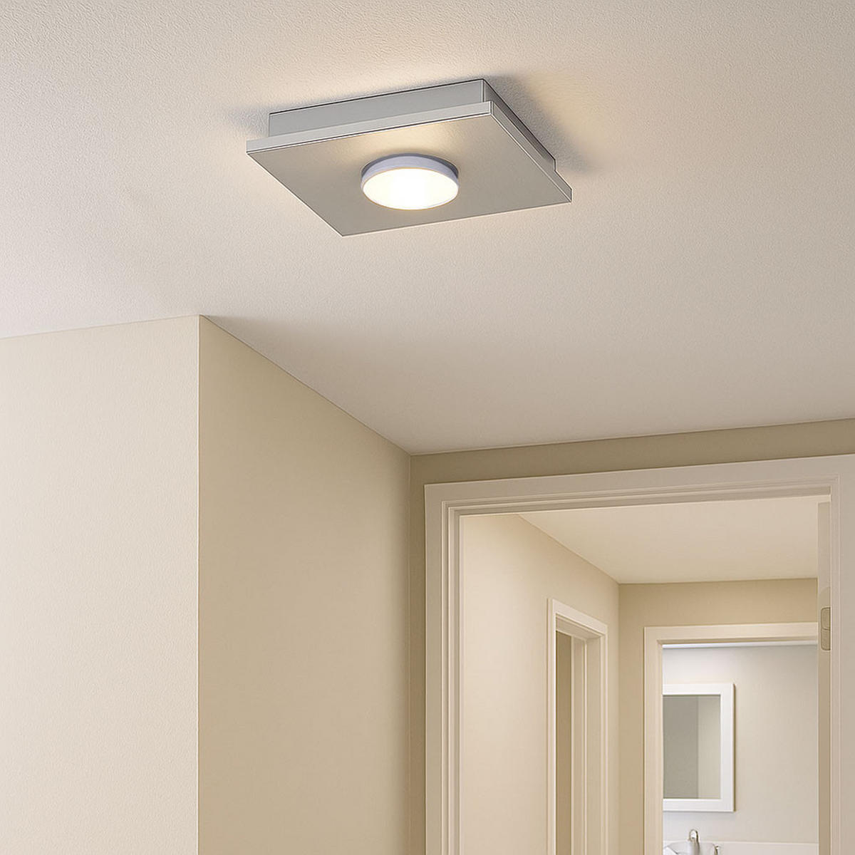 LED DECKENLEUCHTE Metall Silber 2er Set - Silberfarben, Metall (17/17/4cm)