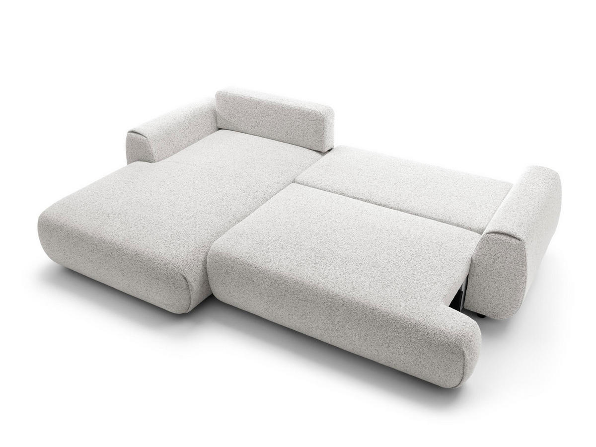 ECKSOFA Morena Hellgrau, mit Schlaffunktion, linke seite - Hellgrau/Schwarz, Holzwerkstoff/Textil (167/270cm) - Bettso