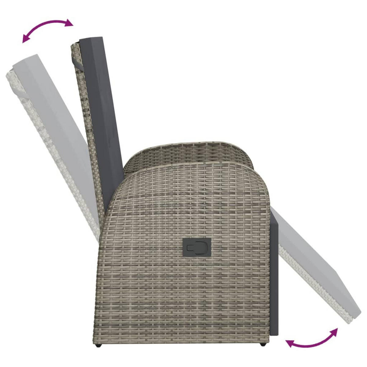 GARTEN-LIEGESTÜHLE Mit Kissen 2er Set Grau Poly Rattan - Grau, Kunststoff (57/106/69cm) - vidaXL