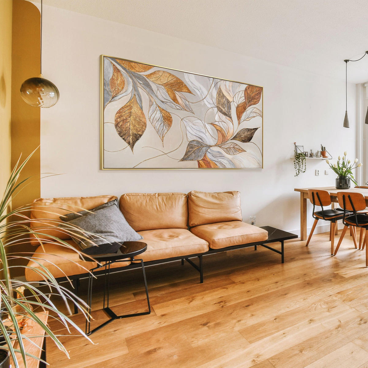 GEMÄLDE Natürliche Verzierung Schattenfugenrahmen Beige 140x70 cm - Beige, Holz (140/70cm) - YS-art gallery