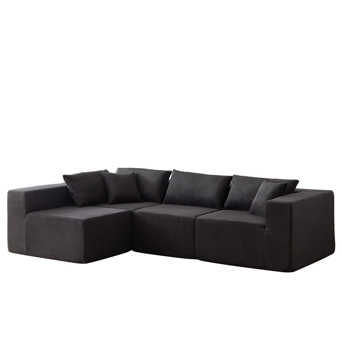 ECKSOFA 264/167/71 cm schwarz aus Cord und Schaumstoff mit freier Kombination - Schwarz, Textil (167/264cm) - OKWISH