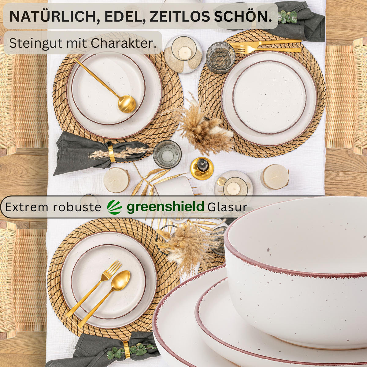 KOMBISERVICE BOMBAY IVORY - 16 teilig aus Steingut - Creme, Stein (50/30/80cm) - Sänger