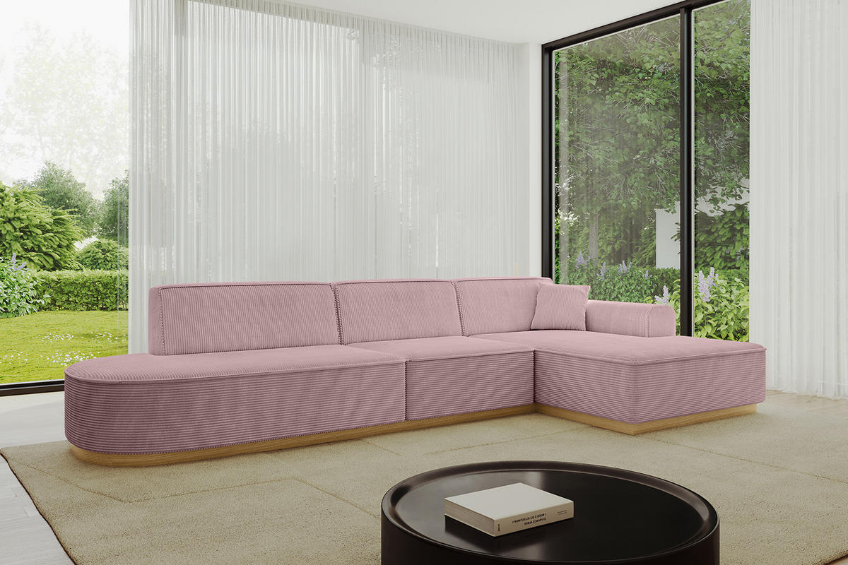 ECKSOFA Ottomane Rechts IREA-L2-v2 - 327x165x80 cm Rosa - Rosa, Holzwerkstoff/Textil (327/165cm) - ALTDECOR