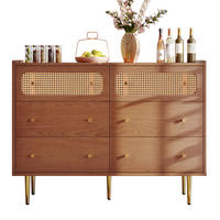 KOMMODE Nussbaum 120x90x40 cm Rattan 6 Schubladen - Walnussfarben, Holz (40/90/120cm) - Kaket