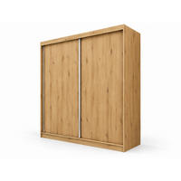 KLEIDERSCHRANK Steria 200 cm Artisan Griffe silber - Eiche Artisan, Holzwerkstoff (200/216/61cm) - KS Home Concept
