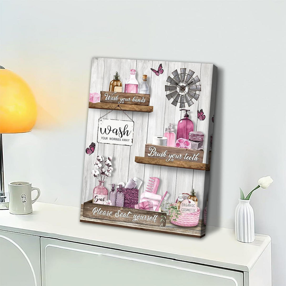 BADEZIMMER Wandbild Rosa 30x40cm - Rosa, Textil (40/0.5cm)