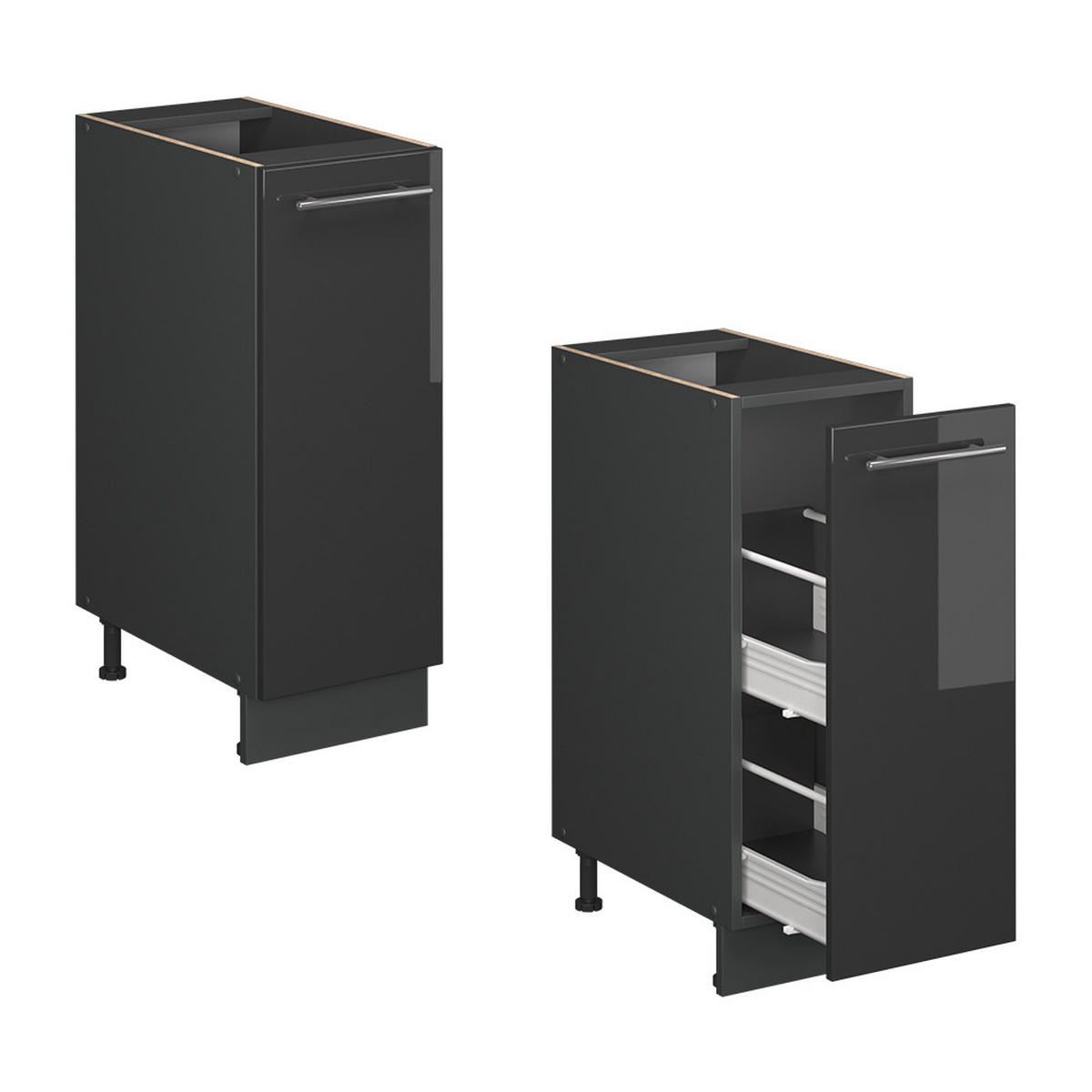 Schwarz Hochglanz/Anthrazit, Holzwerkstoff (30/82/60cm) - Vicco