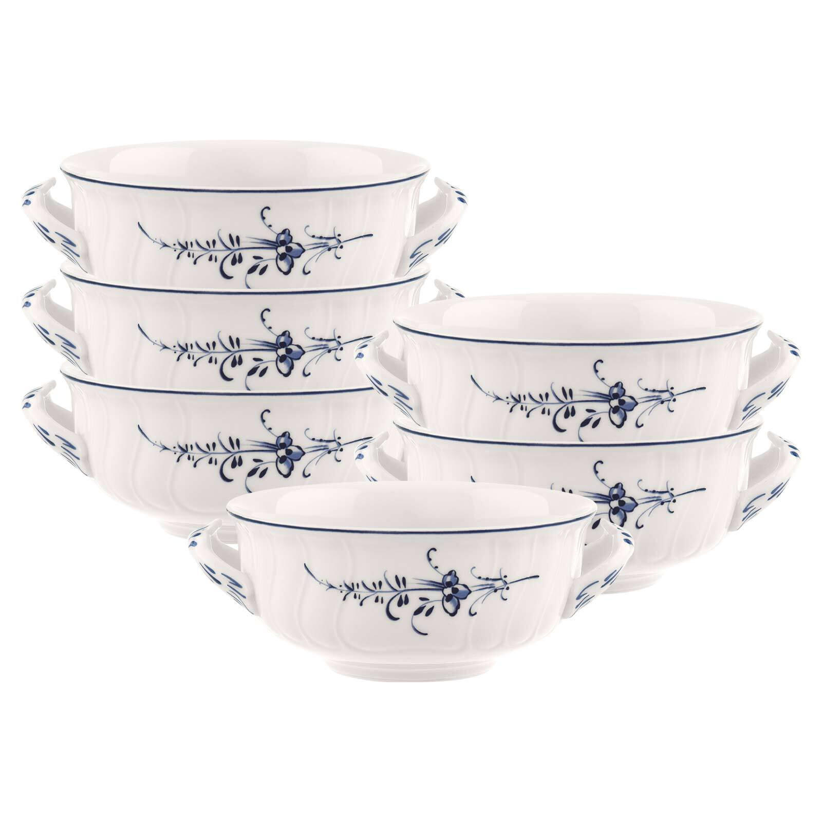 SUPPENTASSEN Vieux Luxembourg weiß-blau 260 ml 6er Set - Blau/Weiß, Keramik (260L) - Villeroy & Boch