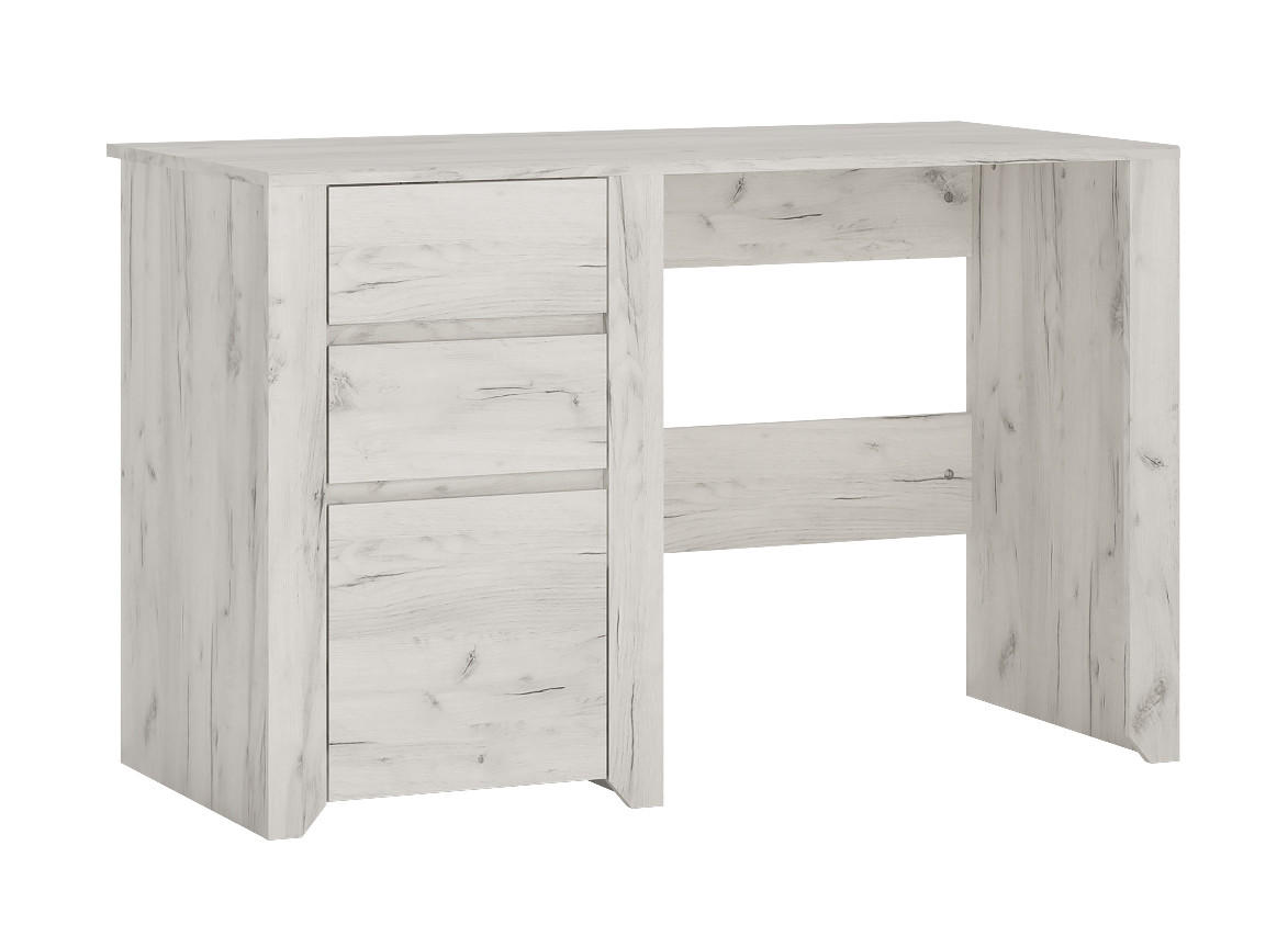 SCHREIBTISCH Emmi in Weißeiche 118,7 x 76,5 x 60 cm - Weiß, Holzwerkstoff (76/118/60cm)