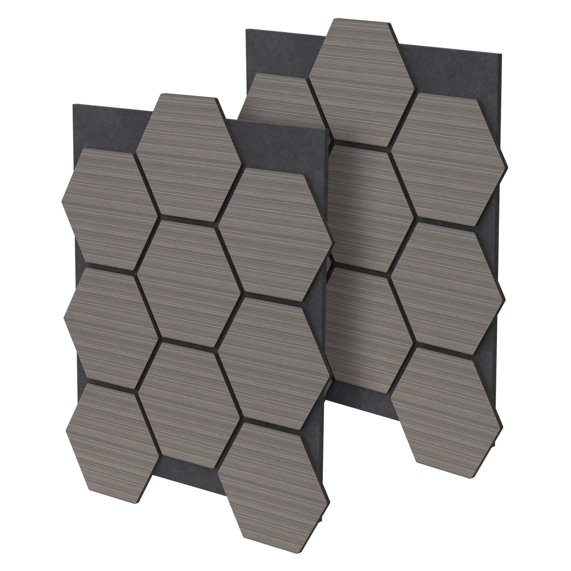 ML-DESIGN AKUSTICKÝ PANEL z pravého dřeva, sada 2 ks, šedý, šestiúhelníkový