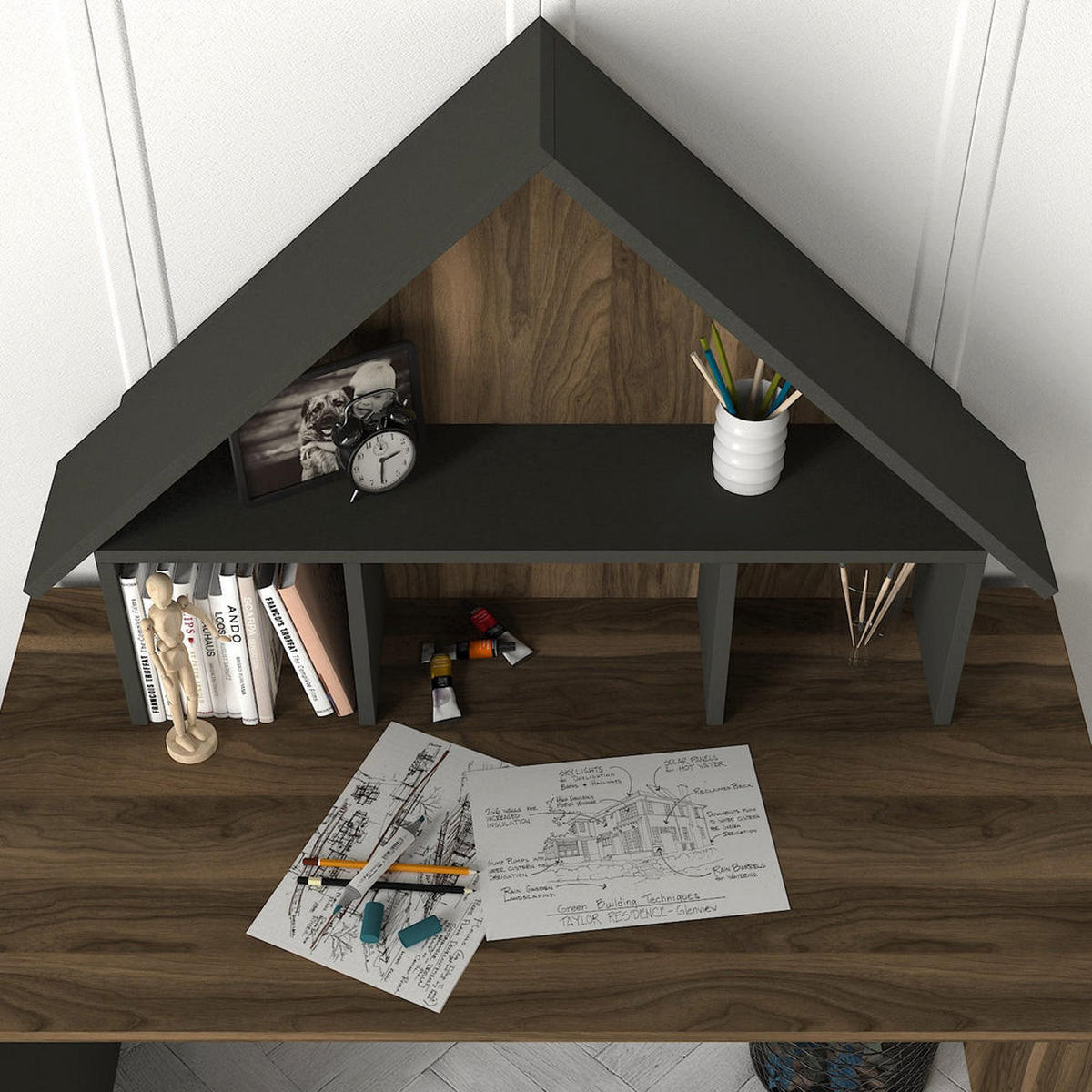 SCHREIBTISCH Denver Walnuss Anthrazit - Anthrazit/Walnussfarben, Holzwerkstoff (60/120/148cm) - moebel17