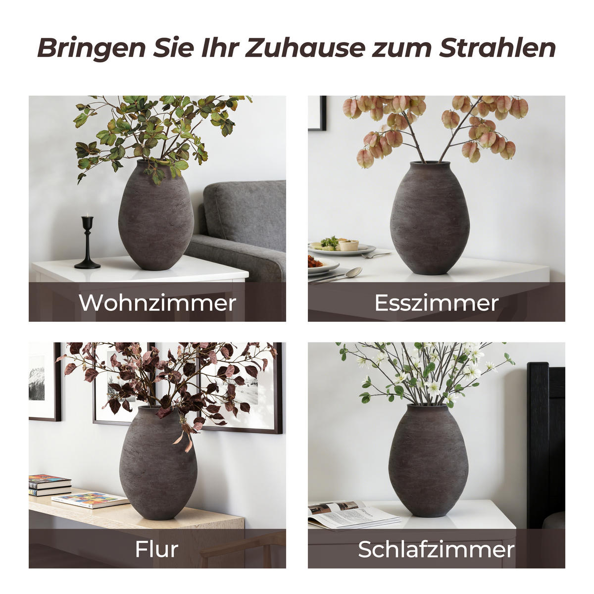 VASE Koro, 32,5 cm Hoch - Dunkelbraun, Keramik (32.5cm) - Hometopia