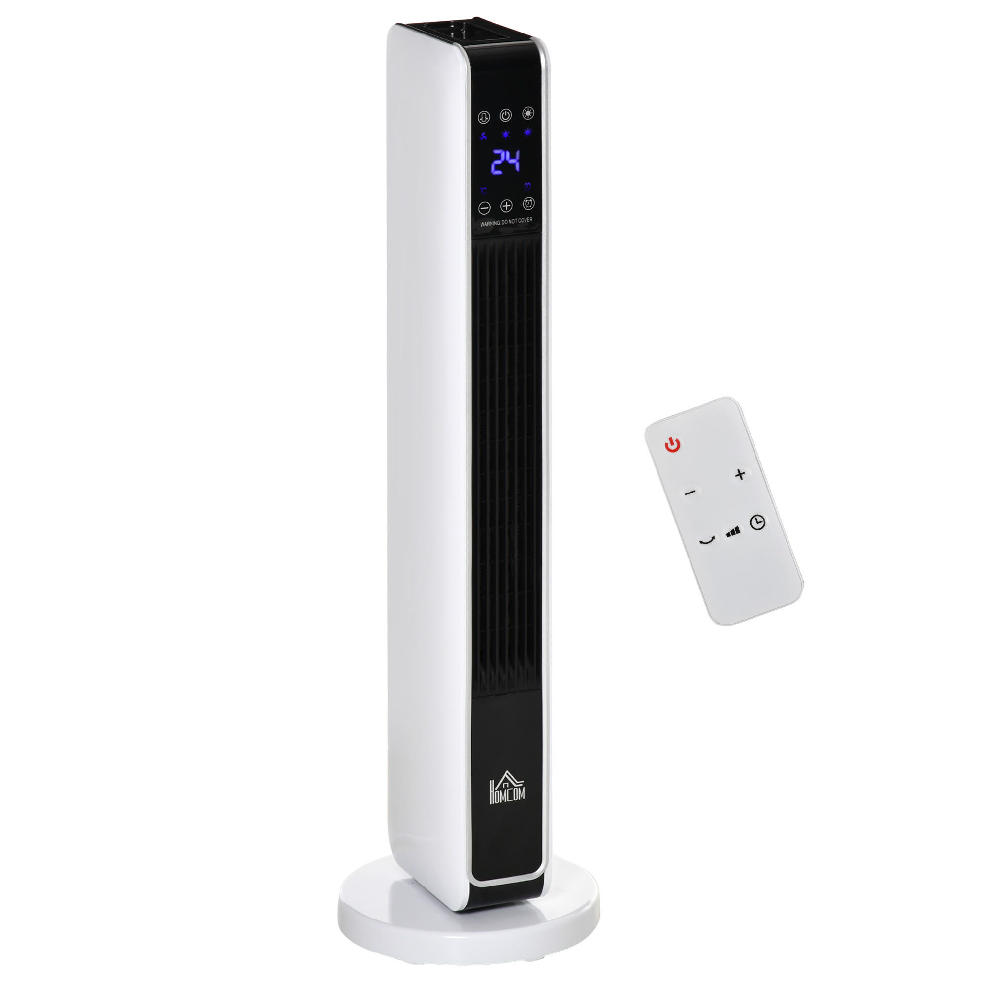 HEIZGERÄT, 2200W, mit Fernbedienung 8-Stunden-Timer, ABS, PA, Weiß+Schwarz - Weiß, Kunststoff (21/73/21cm) - HOMCOM