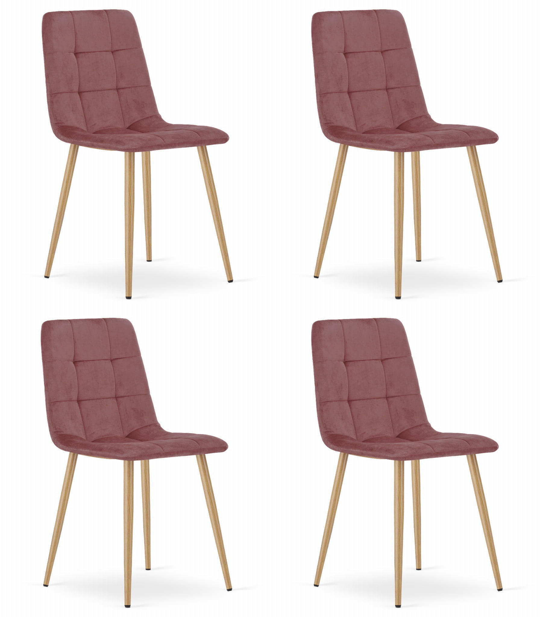 ESSZIMMERSTUHL 4-er Set PYRA rosa Sitz, Beine in Holzfarbe - Pink/Eichefarben, Textil (45/87/50.5cm) - Valora