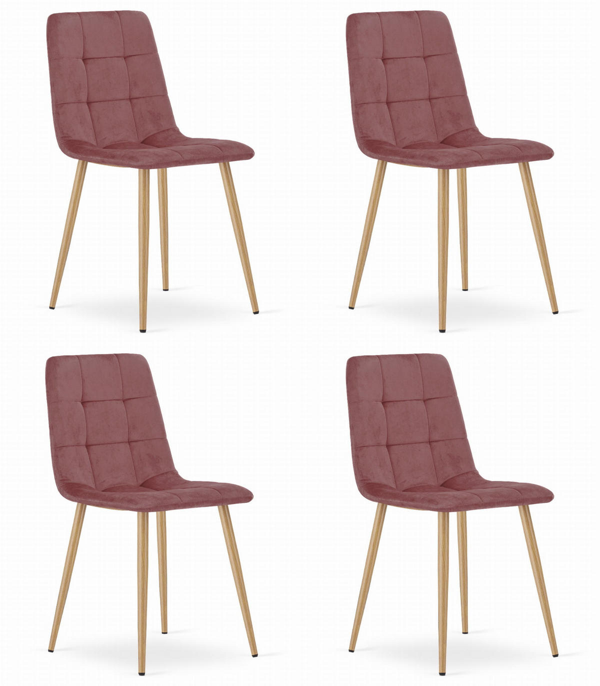 ESSZIMMERSTUHL 4-er Set PYRA rosa Sitz, Beine in Holzfarbe - Pink/Eichefarben, Textil (45/87/50.5cm) - Valora