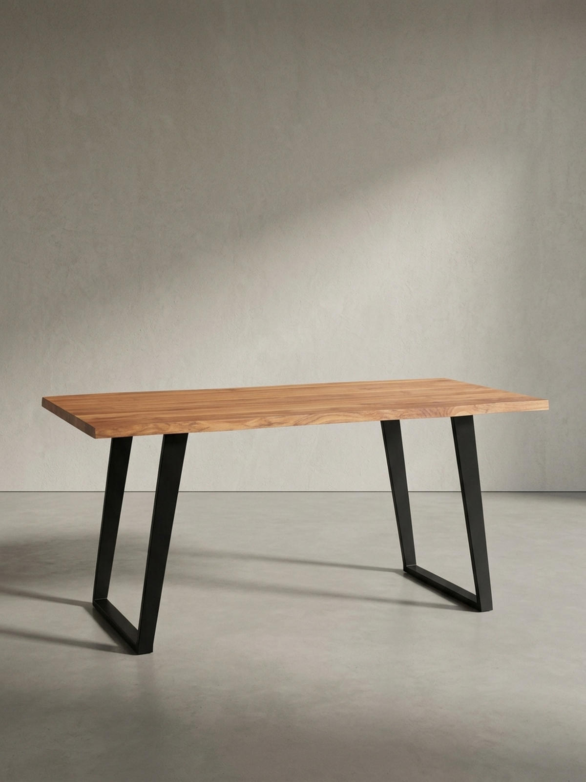 SCHREIBTISCH Massivholz Baumkante U-Gestell Handarbeit ATOLL, Goldbraun-Schwarz 160x80x76 cm - Schwarz/Braun, Holz/Metall (80/160/76cm) - KADIMA DESIGN