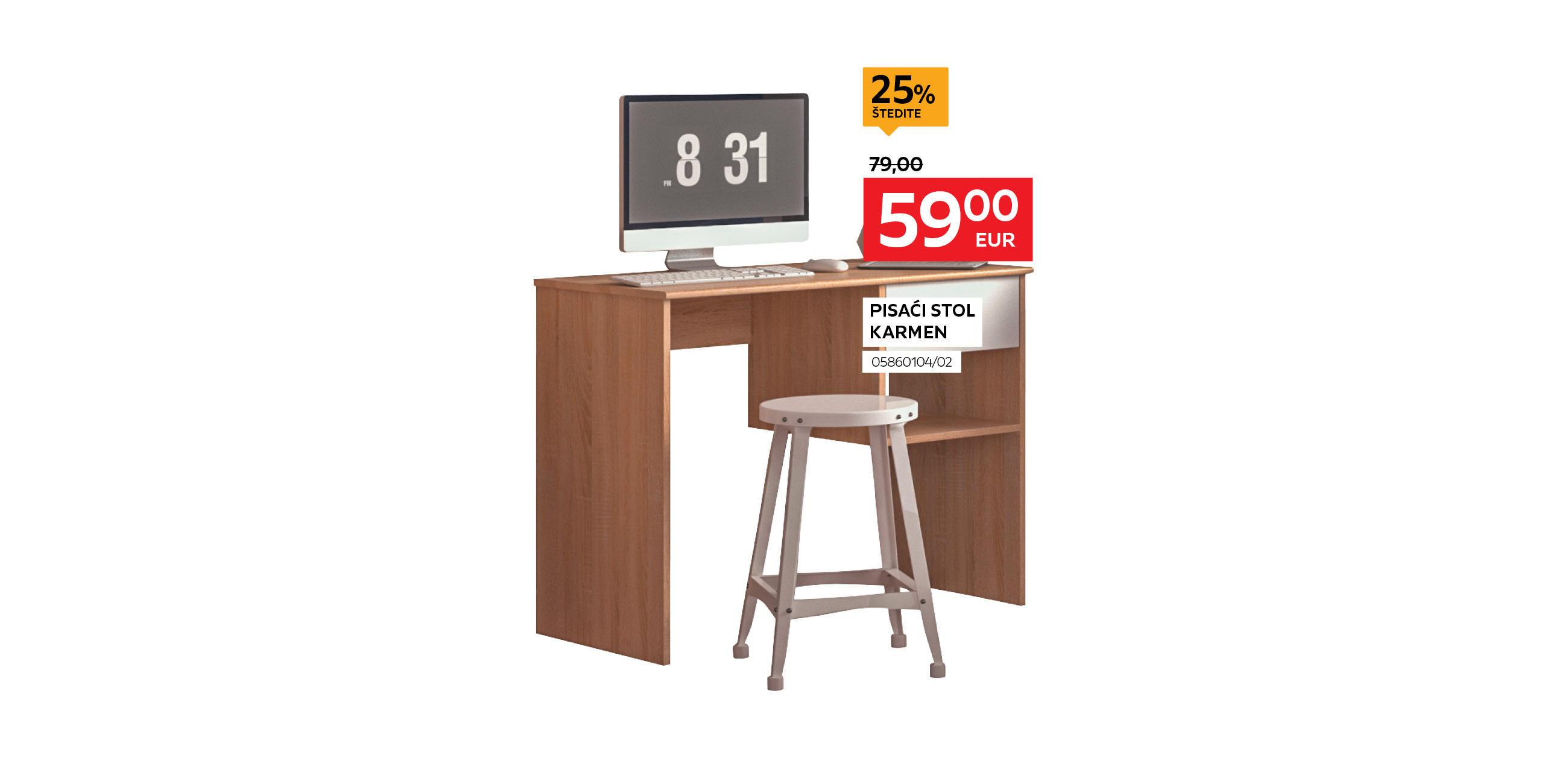 pisaći stol Karmen 0586010402 umjesto 79,00 € nova cijena 59,00 € - štedite 25%