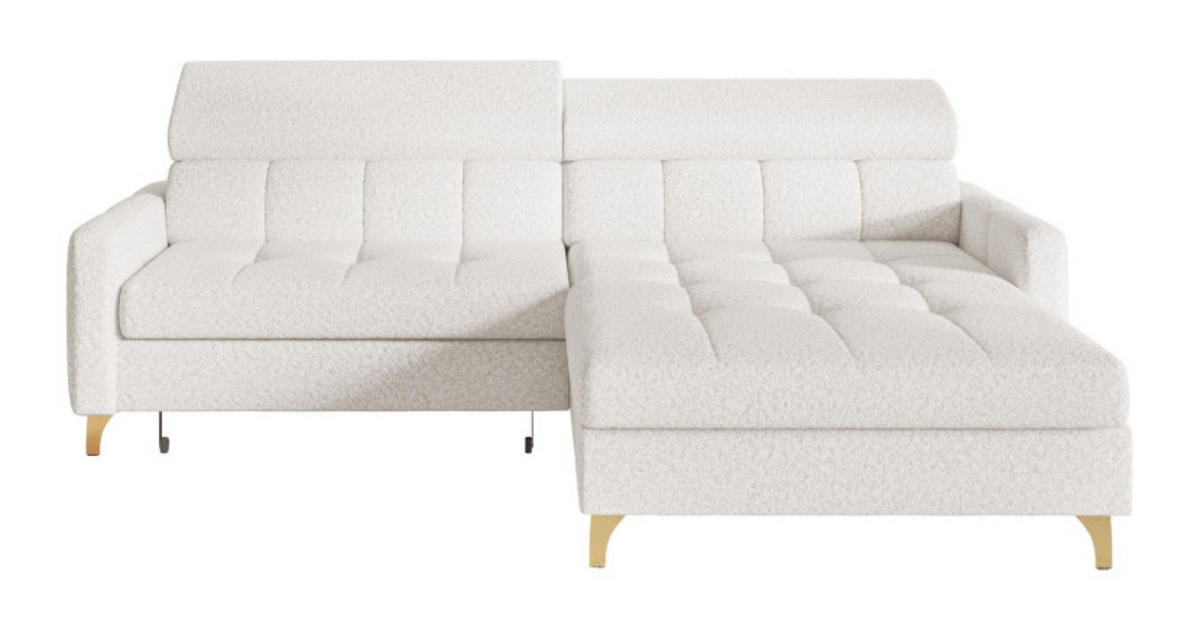 ECKSOFA Milch BAMBINO Mit Verstellbaren Kopfstützen Rechts - Weiß, Textil (174/223cm) - Sepro Meble