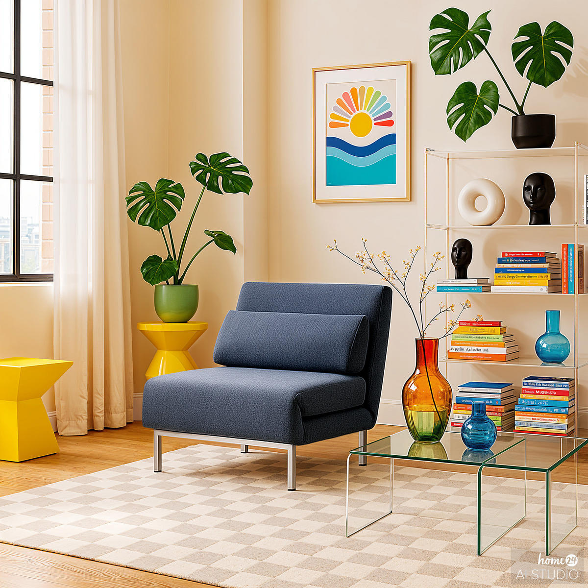 SCHLAFSESSEL - Blau/Silberfarben, Textil (92/78/85cm) - home24