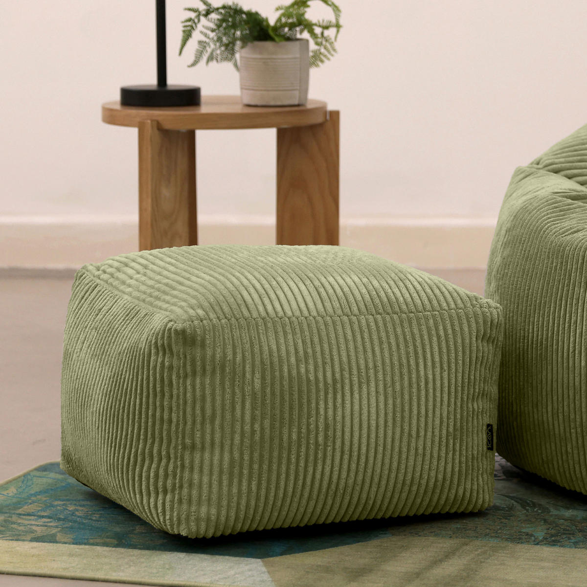 SITZPOUF Amara - Salbeigrün, Textil (40/24/40cm) - icon