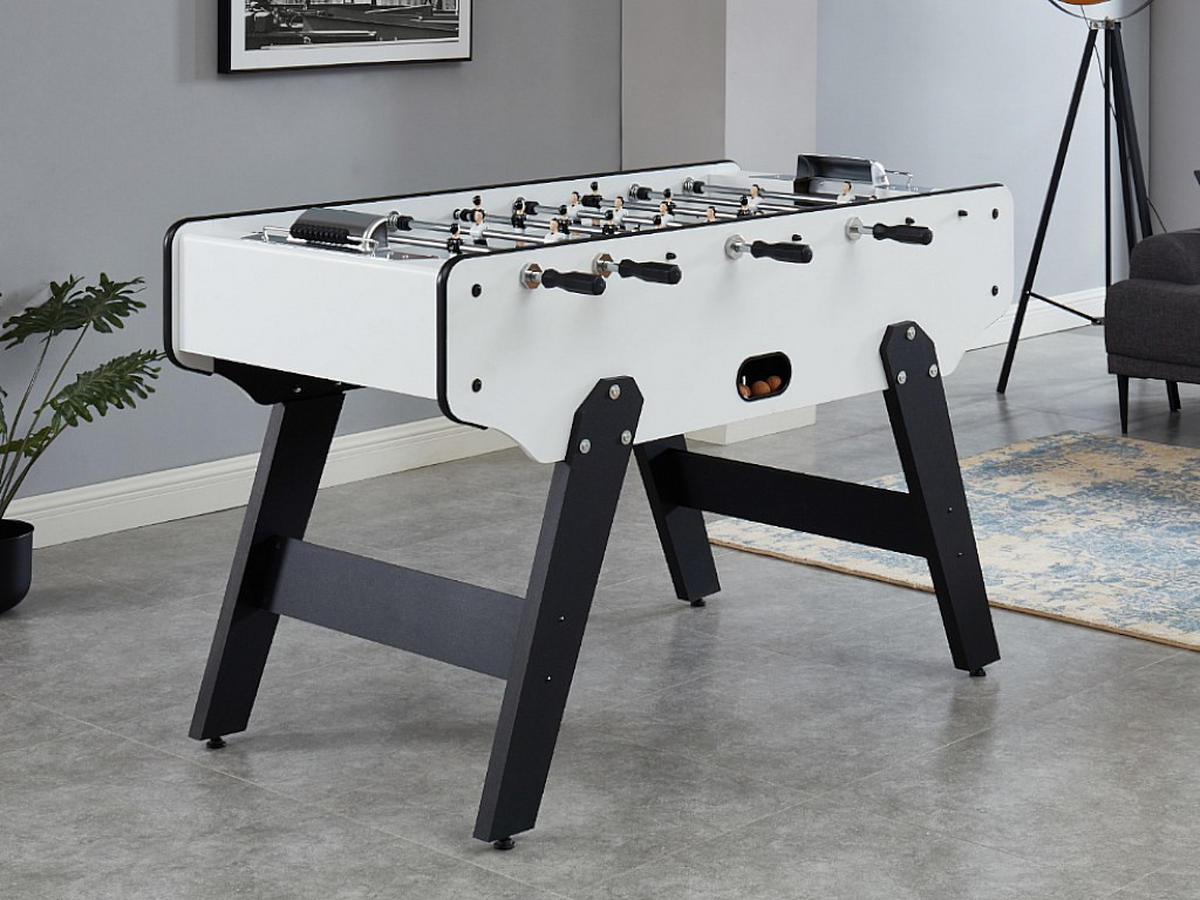 TISCHFUSSBALLTISCH - MDF - 153 x 77,6 x 96 cm - Weiß - SUAREZ - Weiß, Holz (153/77.6cm) - Vente-Unique