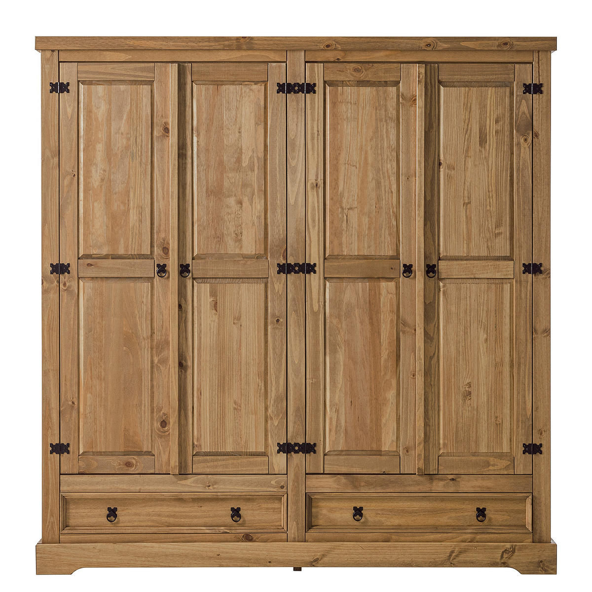 DREHTÜRENSCHRANK - Eckig - Kiefer massiv - Schwarz/Kieferfarben, Holz/Metall (194/195/56cm) - home24