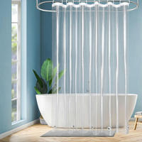 DUSCHVORHANG Transparent 180 x 220 cm Wasserdicht mit Magneten - Transparent, Kunststoff (180/220cm)