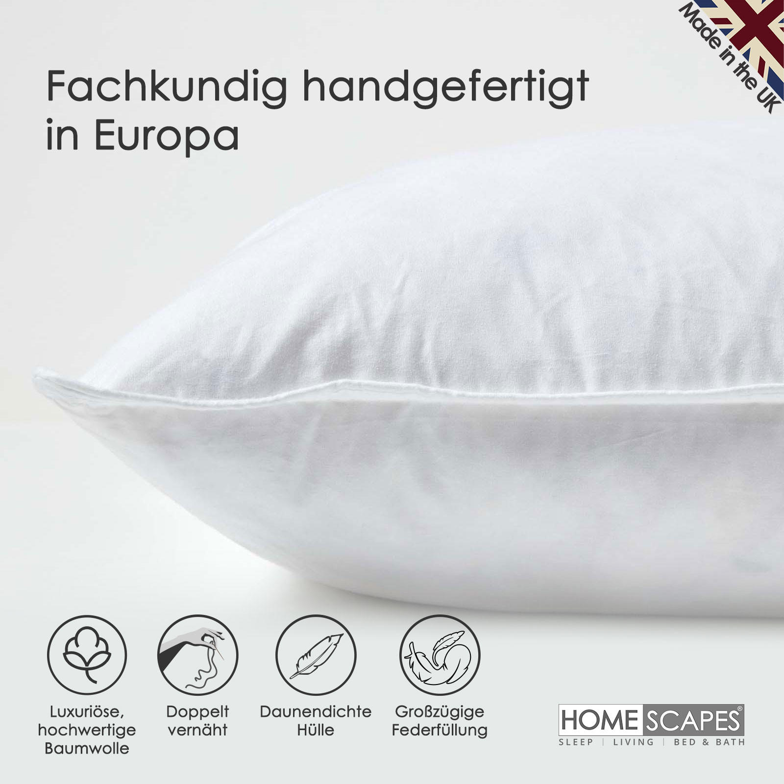 FÜLLKISSEN 50/50 cm – Entenfedern - Weiß, Textil (50/50cm) - Homescapes