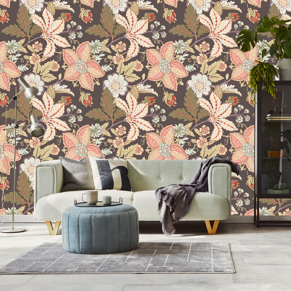 VLIESTAPETE Florale Ornamente im Retro-Stil – Rosa, Beige, Braun – 50x1000 cm - Beige/Rosa, Papier (50/1000cm) - Muralo