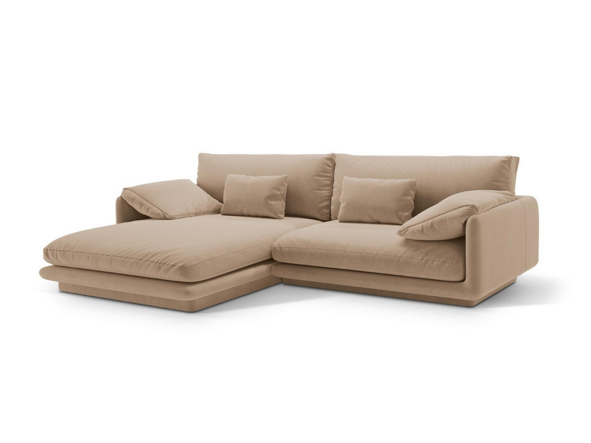ECKSOFA links Torino aus Samt sandfarben 4 Sitzplätze - Sandfarben, Textil (170/250cm) - Micadoni