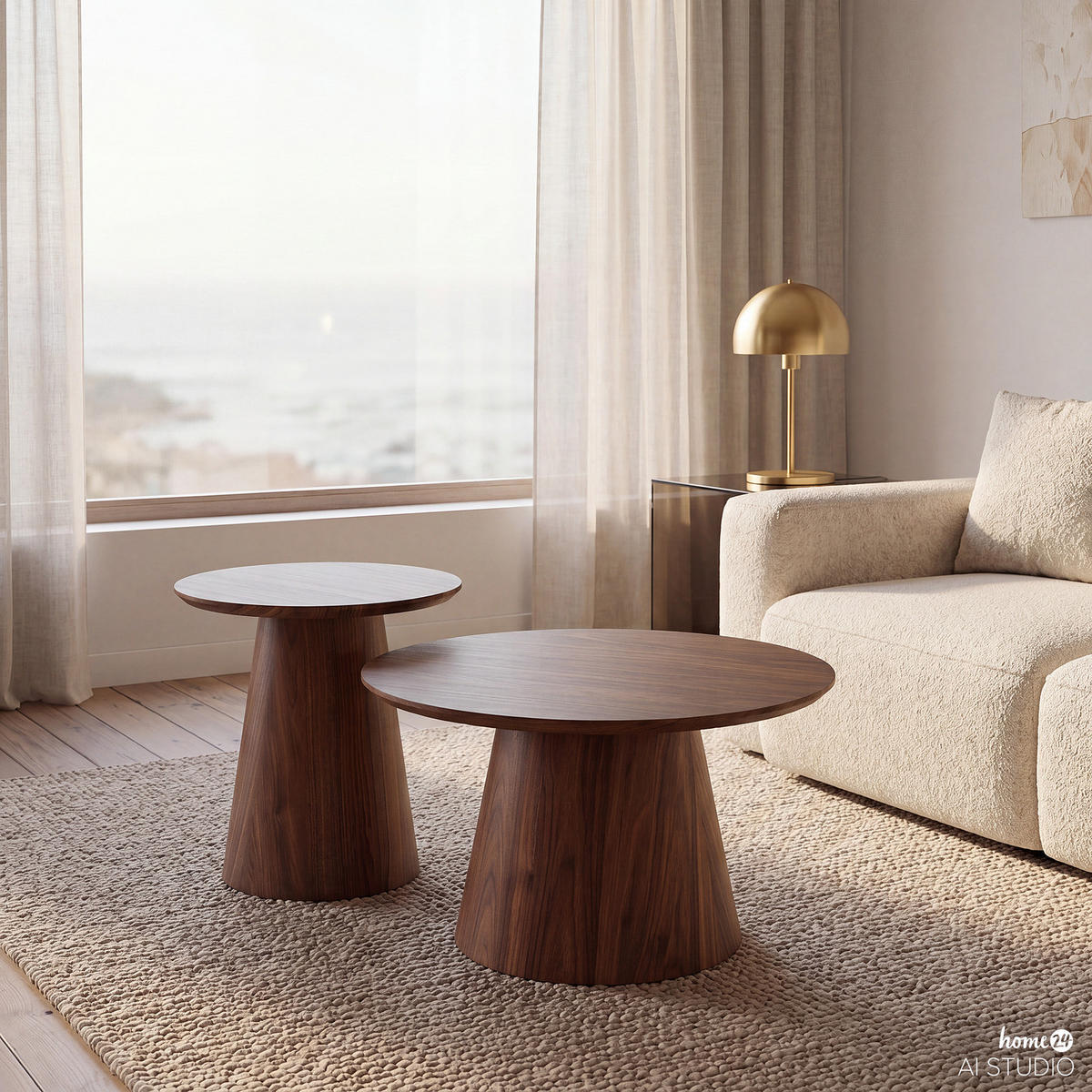 COUCHTISCH-SET - 2-teilig - Eichefarben, Holzwerkstoff (60/60/37cm) - home24