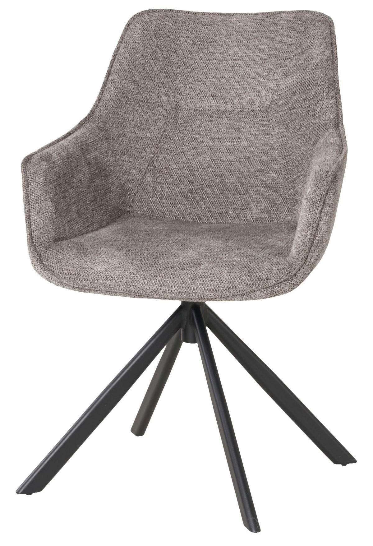 DININGSESSEL San Carlo - 4er Set - drehbar - hellgrau - Hellgrau/Schwarz, Textil/Metall (57/87/68cm) - bene living