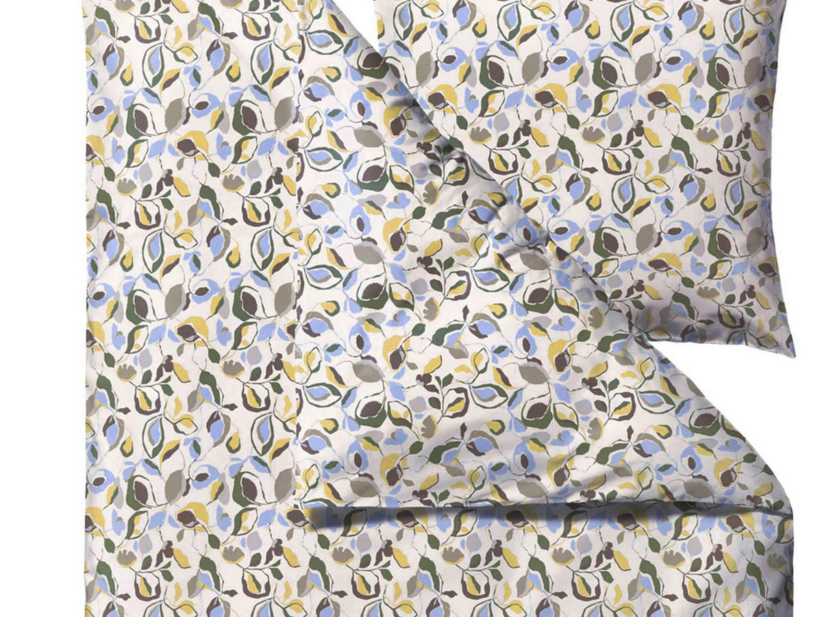 BETTWÄSCHE Abstract beige 135/200 cm Bio-Baumwolle - Hellblau, Textil (135/200cm) - Södahl