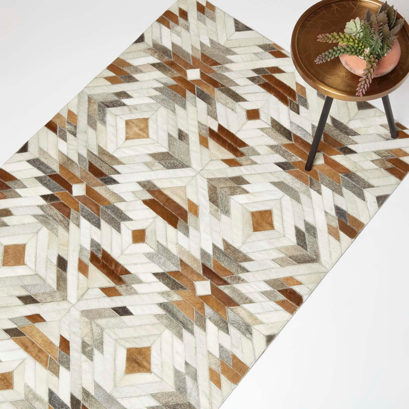 PATCHWORK-TEPPICH Leder, Ethno-Muster 90/150 cm - Multicolor, Leder/Textil (90/150cm) - Homescapes