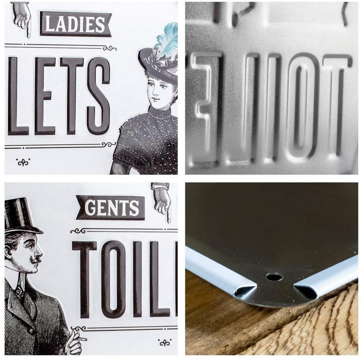 HÄNGESCHILD 10/20 cm Achtung Toilets - Multicolor, Metall (20/10/0.2cm) - Nostalgic-Art