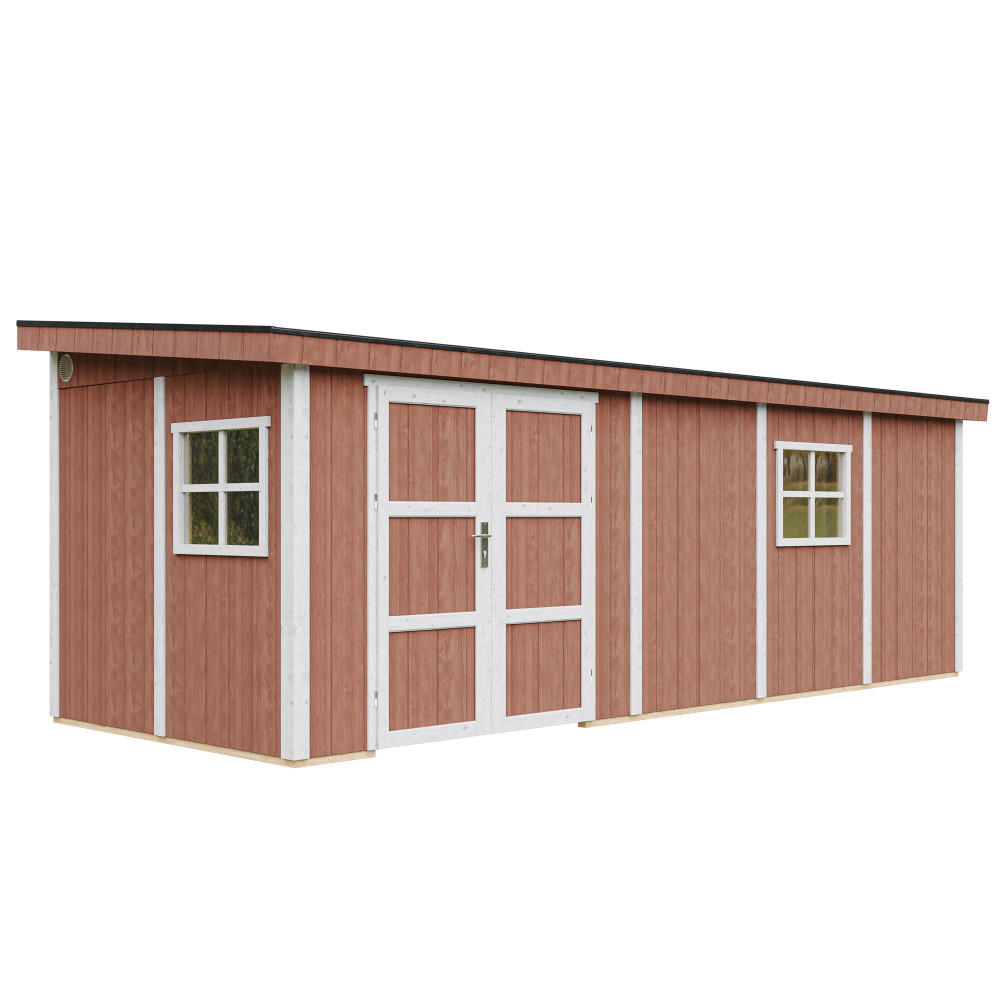GARTENHAUS 14,3 m² - H231x248x648 cm - Ohne Boden und Seitenwand – M941B-REDWOOD RED - Rot, Holz (236/231/604cm) - Timbela