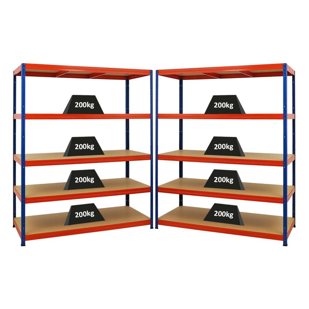 SCHWERLASTREGAL Giant Elephant 2er-Set mit 2x 180x150x60 cm Fachlast 200 kg Blau-Orange - Orange, Metall (300/180/60cm) - PROREGAL