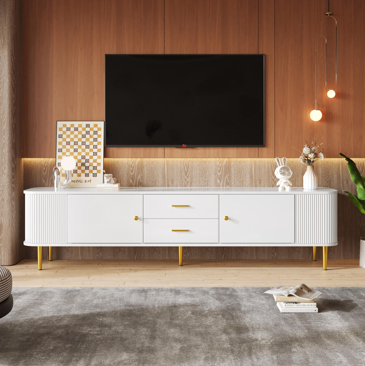 TV-LOWBOARD 170/34/45 cm mit 2 Schubladen und 2 Türen - Weiß, Holzwerkstoff (170/45/34cm) - BEAOK