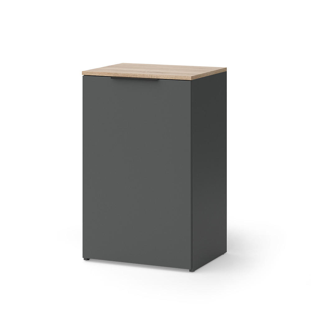 KOMMODE Wido Anthrazit 50 x 80 cm mit Regal - Anthrazit/Sonoma Eiche, Holzwerkstoff (50/80/40cm) - Vicco