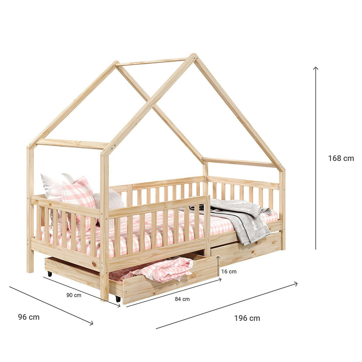 HAUSBETT ALVA 90x190 cm natur - Naturfarben, Holz (90/190cm) - IDIMEX