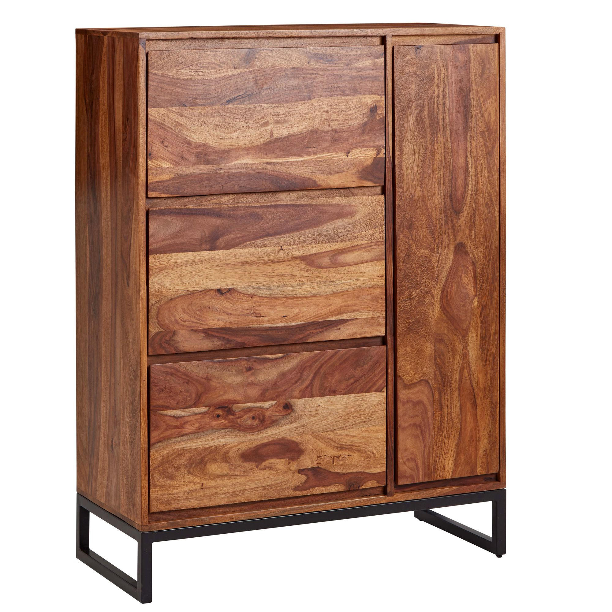 SCHUHSCHRANK – Massivholz, 88x40x120 cm, geschlossen, stilvolles Design - Schwarz/Braun, Holz/Metall (88/120/40cm) - KADIMA DESIGN