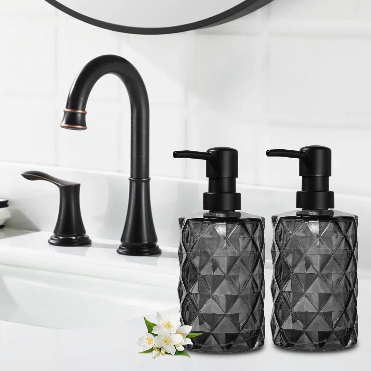 SEIFENSPENDER 2-teiliges Set Glas Schwarz 330ml - Schwarz, Glas (16/10.6/149cm)