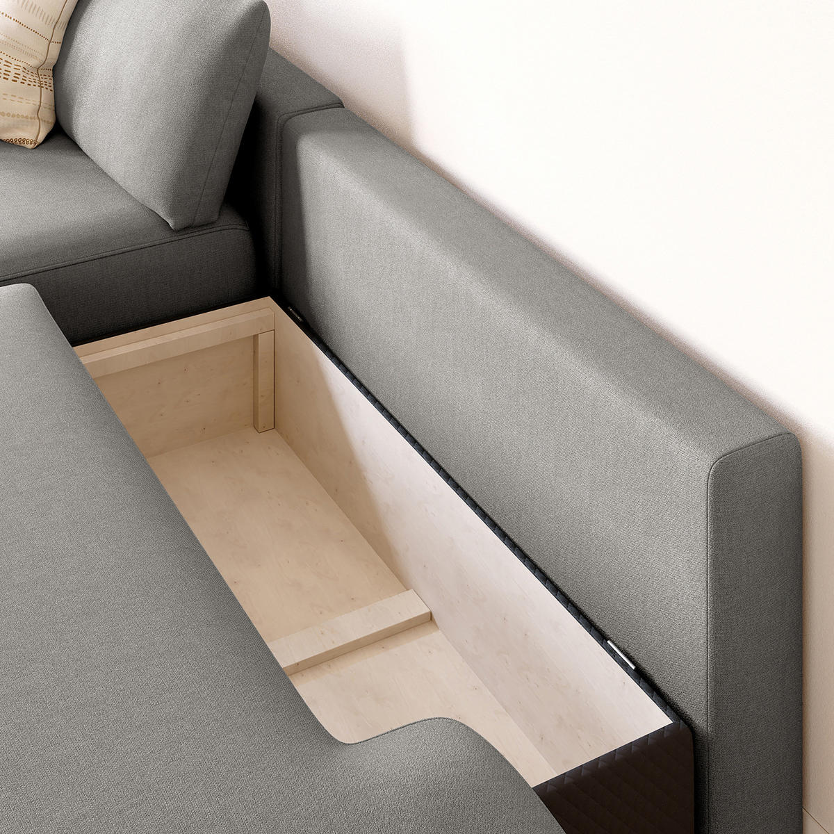 ECKSOFA mit Schlaffunktion - Longchair - Dunkelgrau/Schwarz, Kunststoff/Textil (253/167cm) - home24