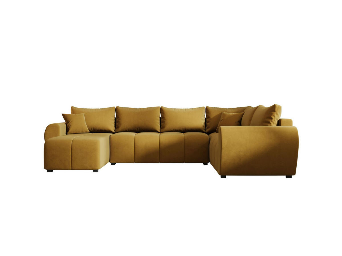 WOHNLANDSCHAFT MOLISA U PLUS Itaka 33 Rechts mit Schlaffunktion - Currygelb, Textil (303/82/208cm) - Bedante
