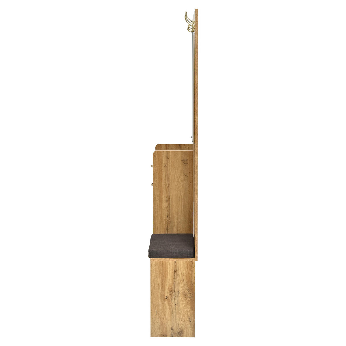 GARDEROBE 100cm Natur & Rattanoptik mit Schuhkipper, Spiegel & Sitzbank - Naturfarben, Holzwerkstoff (99.5/180/26cm) - Urban Meuble