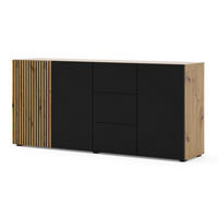 SIDEBOARD AURIS Beige, Schwarz 180x42x82 cm - Beige/Schwarz, Holzwerkstoff (180/82/42cm) - FURNLUX